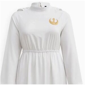 Torrid Dress Womens Large 12 White Star‎ Wars Leia Hooded Cosplay Costume Disney
